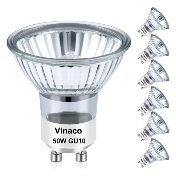 Vinaco GU10 Halogen Bulb, 120V Dimmable, 50W, 6-pack